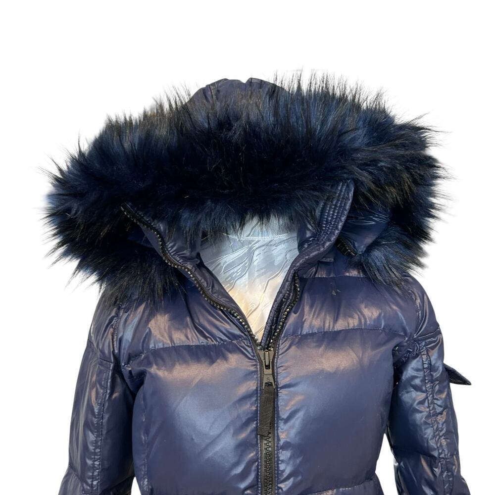 S13 New York Down Puffer Coat Faux Fur Hood Sz S - Picture 6 of 16